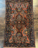 Antique Persian Lilihan Rug 2x4, Red, Floral, Wool, Handmade Lilian Persian Carpet