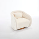 Swivel Accent Chair, 360-degree Swivel Barrel Chair with Teddy Upholstery, Comfy Pumpkin-Shaped Swivel Chair for Living Room, Bedroom, or Office