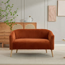50.78'W Modern Loveseat Couch Sofa with Corduroy Upholstery, Wooden Legs, 2-Seat for Small Spaces Office Studio Apartment Bedroom, Orange