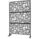 Outdoor & Indoor Privacy Screen Metal Privacy Screen 76' H×48' W, Freestanding Decorative Privacy Screen for Deck Balcony Patio, Privacy Fence Panels for Outside Lawn Garden PS114 BLACK, LIGHT