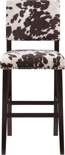 Stylish Cowhide Print Bar Stool with Comfortable Padded Seat