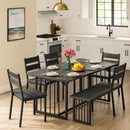 63 Inch Dark Grey Rectangular Dining Table Set Farmhouse