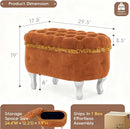 Orange Upholstered Storage Ottoman for Living Room