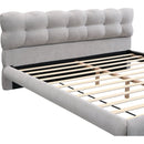 King Size Upholstered Platform Bed Frame with Cookie-Shaped Soft Headboard, Easy Assembly, Grey
