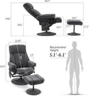 Dark Grey Swivel Recliner With Ottoman Vibration Massage