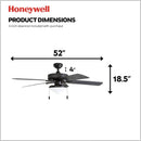 Belmar 52 Inch Bronze Damp Rated Ceiling Fan LED Light