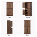 K&K 71' Tall Kitchen Pantry Cabinet with 3 Pull Out Cabinet Organizers, Farmhouse Embossed Texture Storage Cabinet with 6 Door Shelves, 2 Drawers, Freestanding Cupboard for Kitchen, Dining Room Brown