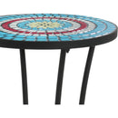 Patio Side Table with Shelf,Blue+Black