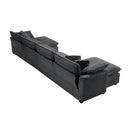 Modern Upholstered Corduroy Fabric Sofa with 3 Footstools and Pillows, 4 Seater, Grey