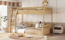 Full XL over Queen Bunk Bed with Ladder and Guardrails, Natural