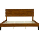 Mid-Century Modern Solid Wood Bed Frame King Size Platform Bed with Three-Piece Headboard Design, No Box Spring Needed, Brown