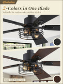 42 Inch Farmhouse Ceiling Fan With Lights Black Cage 2 Pack