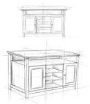 TV Media Stand 54 Inch Wide Golden Brown Cabinet Storage