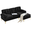 82.6' Modern Sectional Sofas Couches Velvet L-Shaped Couches for Living Room, Bedroom, Black
