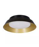 Cresswell 13"W 1-Light Matte Black LED Modern Flush Mount Light Fixture with Brushed Gold Interior Metal Shade