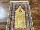 Bokhara Prayer Rug 3x5, Pakistani Turkoman Carpet, Tan, Handmade Vintage Wool Carpet