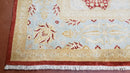 9x12 Peshawar Rug Pakistani Oriental Carpet Sky Blue and Red Wool Vintage Master Bedroom Rug Hand-Knotted Living Room Rug Dining Room Rug