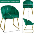 Flower Velvet Vanity Chair Green Upholstery With Gold Legs