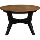 32inch Wood Round Coffee Table for Living Room,Mid Century Farmhouse Circle Wooden Coffee Tables for Apartment, Easy Assembly,Black and Walnut Top