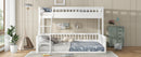 Twin XL over Queen Bunk Bed with Ladder and Guardrails, White