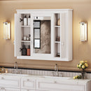 Wall Mounted Bathroom Cabinet With Mirror And 5 Shelves, Rectangular Design