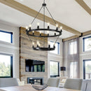 Retro style Large 2-Tier circular ceiling Ironwork chandelier