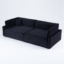 112-inch black corduroy sofa: two throw pillows, four backrests, opening up a new style for the living room's casual area