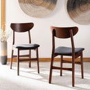 Walnut Finish Dining Chairs With Black Cushions Set Of 2