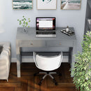 Home Office Desk Grey With Two Drawers Computer Table