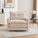 UNITED WE WIN Swivel Barrel Chair - Mid Century Modern Chair, Thick Padded Arm Chair with Solid Metal Base, Comfortable Single Sofa Chair, Swivel Accent Chair for Living Room Bedroom