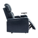 Blue PU Leather Power Recliner Theater Chair with Cooling Cup Holder, Bluetooth Speaker, LED Lights, USB Ports