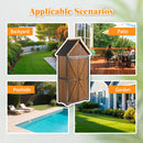 Outdoor Storage Cabinet 32.3'L X 21'W X 67'H, Garden Shed Tool Shed with Metal Frame Structure for Backyard Garden Patio Lawn (Brown)