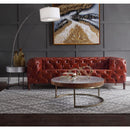 Tamas - 16" Coffee Table - Aluminum & Cocoa Top Grain Leather
