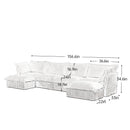 Slipcovered U Shape Sectional Wide and Deep Seat Sofa Couch, 4 Seater Sofa with French Edges Design Multiple Big Pillows, Soft Deep Seat Comfy Cloud Couch for Living Room, Apartment, Green Corduroy