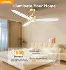 52 Inch Wooden Ceiling Fan With Integrated Light And Remote Control