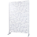 Decorative Freestanding Metal Privacy Screen for Indoor & Outdoor Use, White, 76' H x 48' W