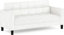 Two Seater Tufted Black Faux Leather Loveseat for Living Room