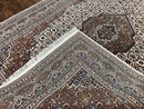 Indo Persian Rug 7x10 ft, Hand Knotted Wool Vintage Oriental Carpet 7 x 10, Traditional Handmade Herati Bidjar Cream Rug, Medallion Rug