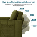 Upholstered Convertible Sleeper Sofa with Adjustable Backrest, Side Pockets, Storage Basket, Green Chenille, 31.5'
