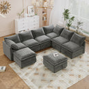 Mirod Versatile 8-Piece Modular Sofa Bed with Storage,Stylish Faux Double-Layer Cushions,Comfortable & Durable Design,Perfect for Any Living Space