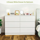 Modern 6 Drawer Dresser with Spacious Countertop and Concealed Handles, Storage Cabinet for Bedroom and Living Room, White MDF