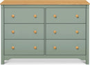 Shea Six Drawer Dresser Light Sage And Honey For Nursery