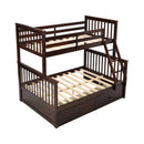 Espresso Wooden Twin Over Full Bunk Bed with Storage Drawers, Ladder, and Safety Guard Rails