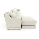 Elegant Four-Seater Sofa with Movable Ottoman in White Chenille Fabric and Ergonomic Design