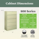Putty 5 Drawer Lateral File Cabinet With Lock Office Filing