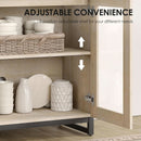 Oak Sideboard Buffet With Glass Doors Light Finish