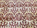 Contemporary Indian Nepalese Room Sized Rug 9 x 11.6, Wool Hand-Knotted Dark Red & Beige Soft Carpet, 9 x 12 Masterloom Living Room Rug
