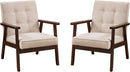 Mid-Century Fabric Upholstered Armchair Set Of Two