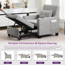 Charcoal Grey Convertible Sleeper Chair With USB Ports