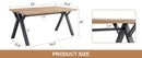 63'x35.4' Wood-Textured MDF Dining Table with Black A-Frame Legs.Density Board Sticker,Iron Pipe Spraying,Suitable for various occasions such as living rooms, kitchens, terraces, etc.